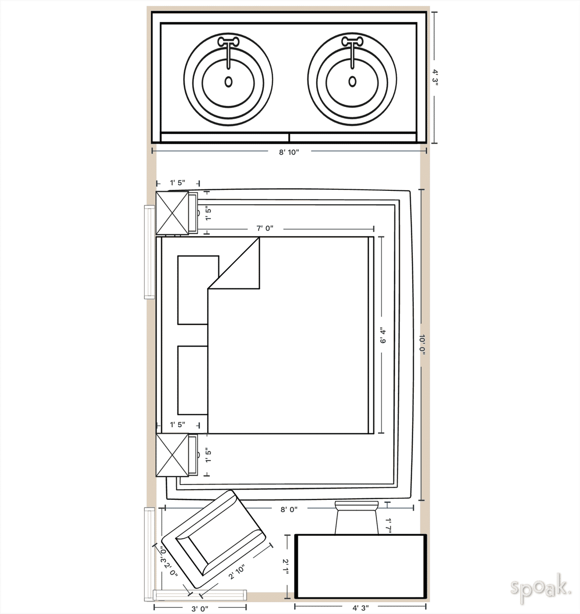 Bathroom Floor Plan designed by Ellie Baer