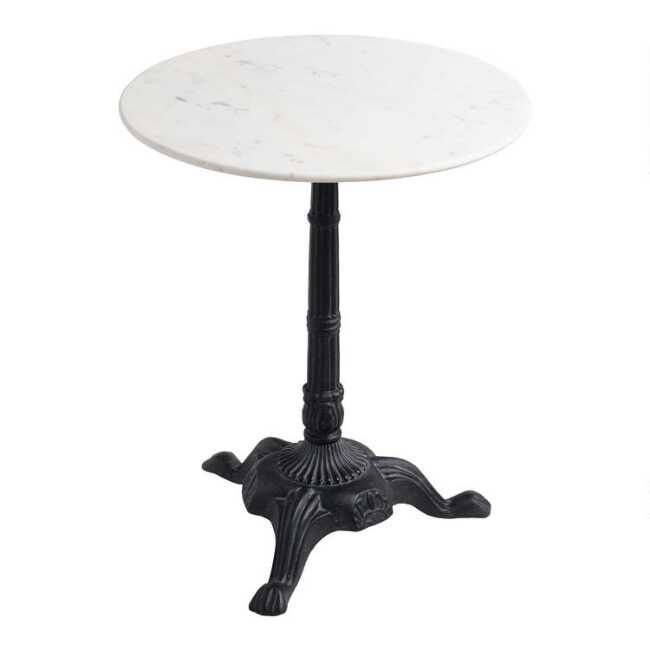 Round White Marble and Black Metal Bistro Accent Table added by Madison Kennedy