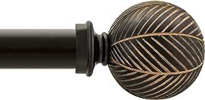 Deco Window 1 Inch Adjustable Black Matt Curtain Rod for Windows & Door Curtains with Wooden Ball Finials & Brackets Set - 36" to 66" added by Laura Sawyer
