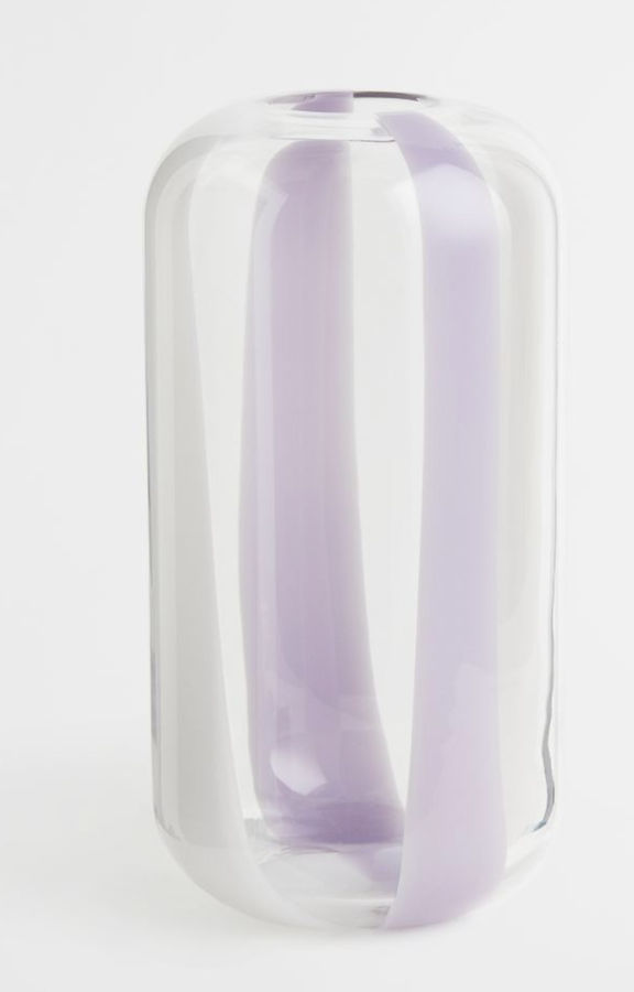 Patterned Glass Vase - Light purple/stripes - Home All | H&M US added by Spoak Member