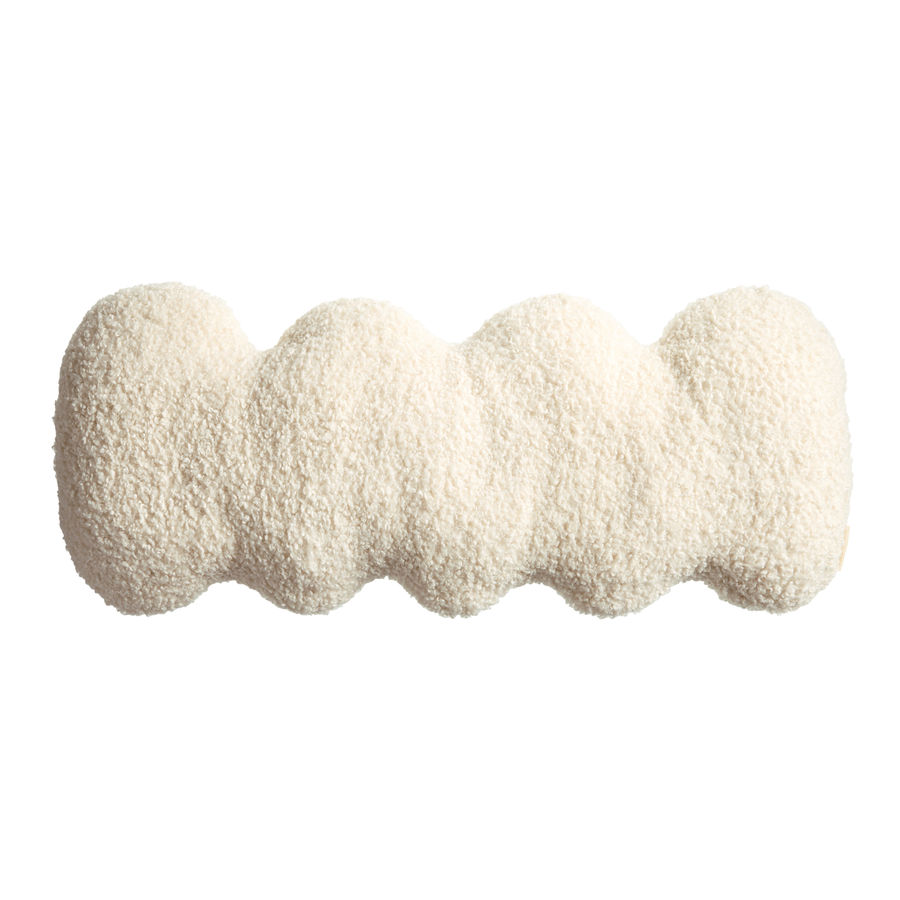 Extra Wide Ivory Boucle Squiggle Shaped Lumbar Pillow - World Market added by Melanie Thomas
