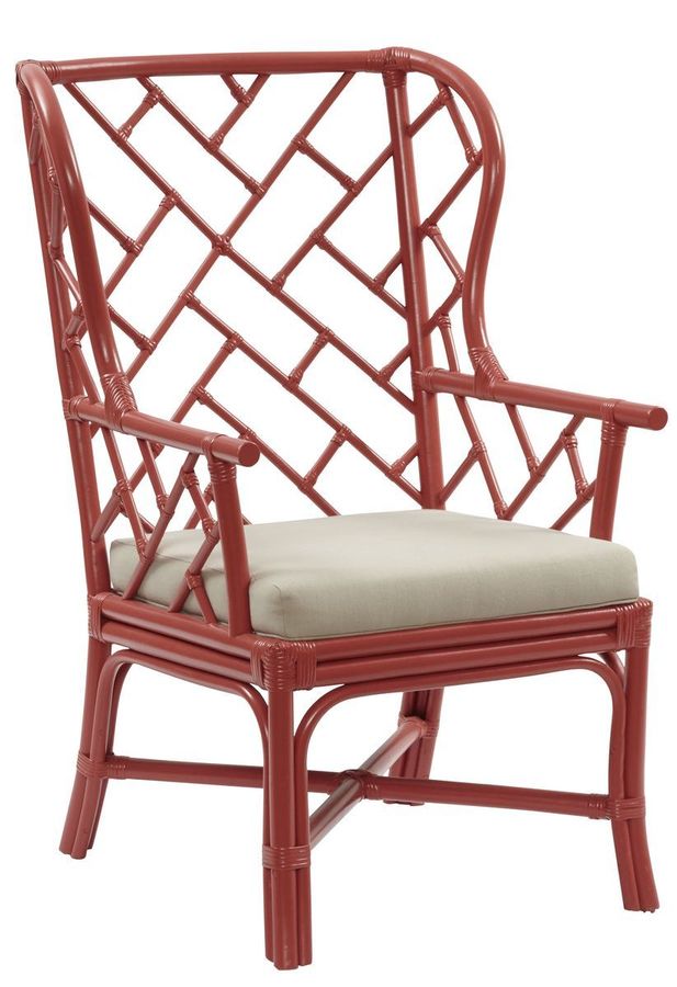 Palm Beach Chippendale Wing Chair Unpainted - "Select Your Color" Rattan Frame with Leather Wraps added by Sarah Jane Meek
