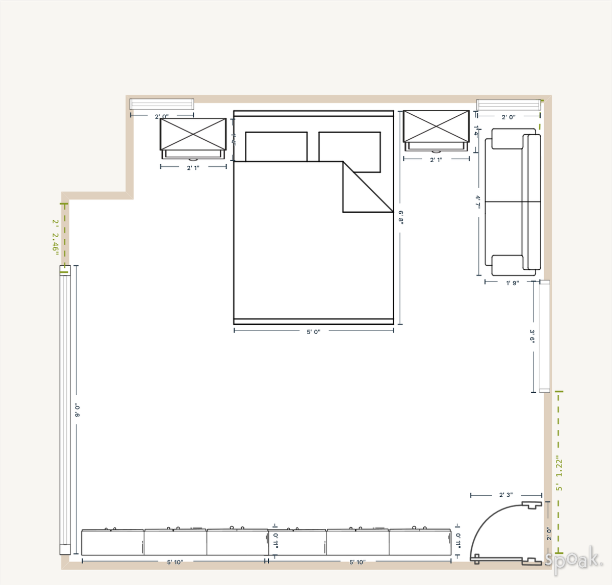Bedroom Layout designed by Katharine Lamperti
