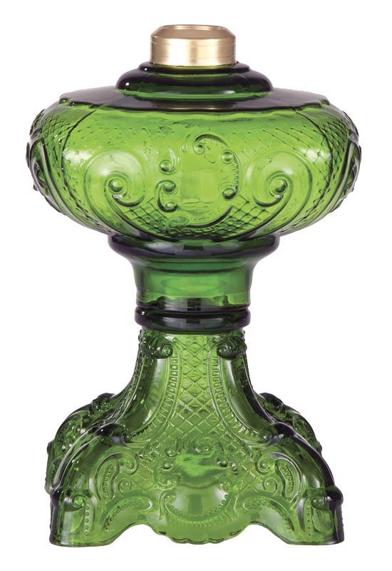 9-1/2" Dark Green Glass "Princess Feather" Oil Lamp Font (67508) - Antique Lamp Supply - Quality Lamp Parts Since 1952 added by jane campbell rahmberg