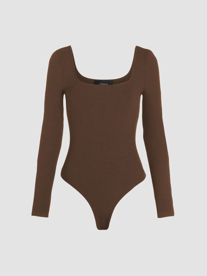 Solid U-neckline Bodysuit - Cider added by Brooke Kristen