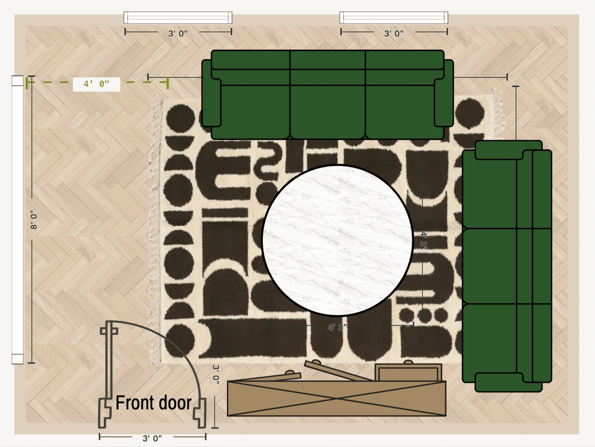 Great Room Layout designed by Molly Lennan