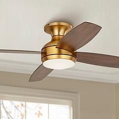 52&quot; Casa Elite Soft Brass LED Hugger Ceiling Fan with Remote | www.lampsplus.com added by Erika Clemens