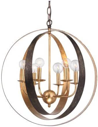 World of Lighting Chandeliers 6 Light Fixtures with English Bronze and Antique Gold Finish Wrought Iron Material G16.5 21" 360 Watts added by Kylie Park