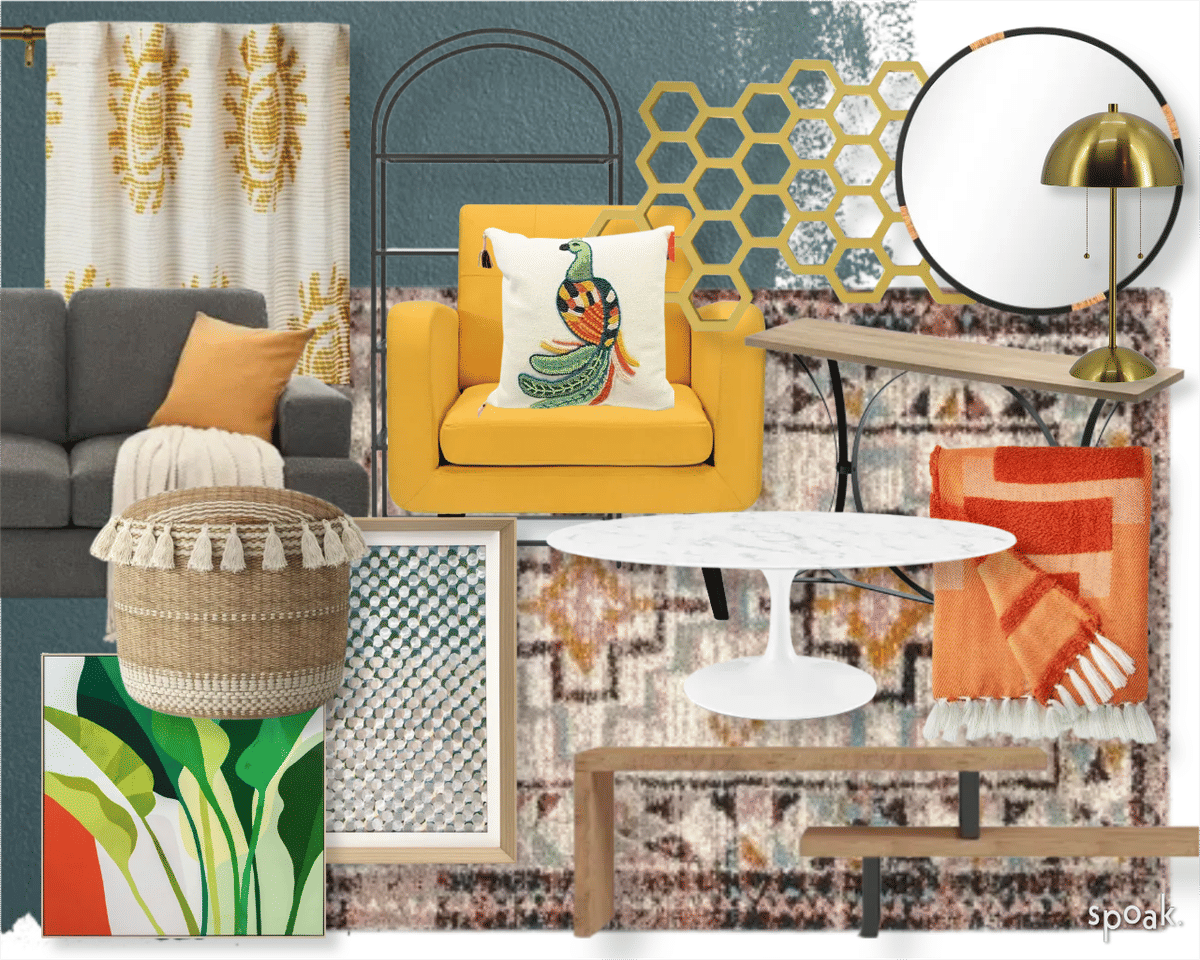 Gold Kitchen + Living Room Inspo designed by Morgan Hatch