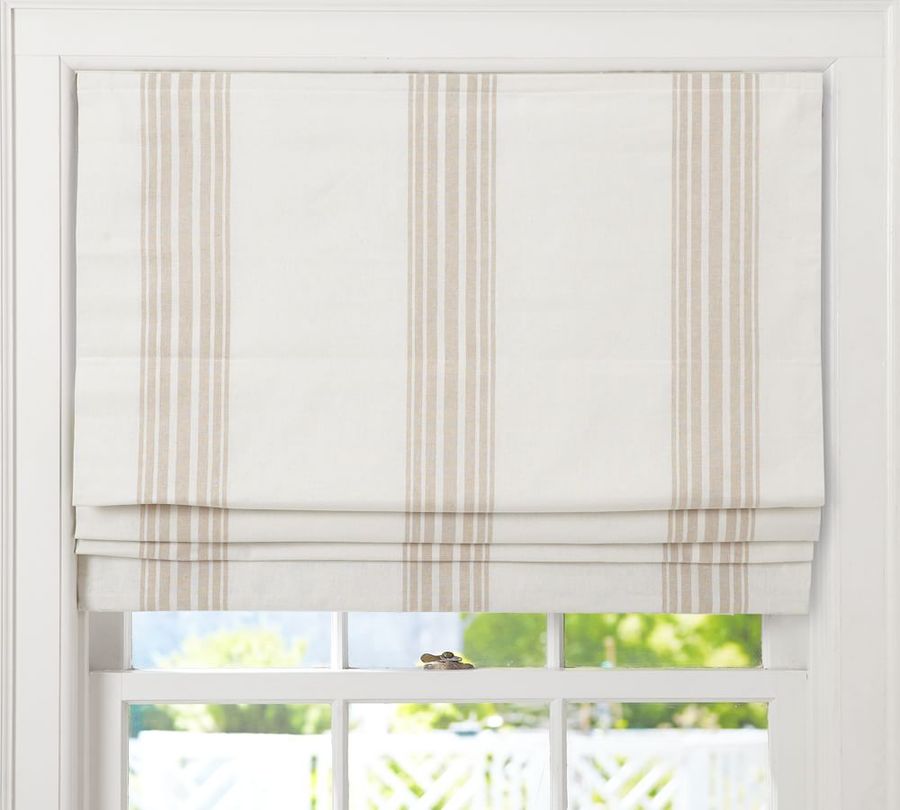 Riviera Striped Linen/Cotton Cordless Roman Blackout Shade added by VELVET BRICK INTERIORS
