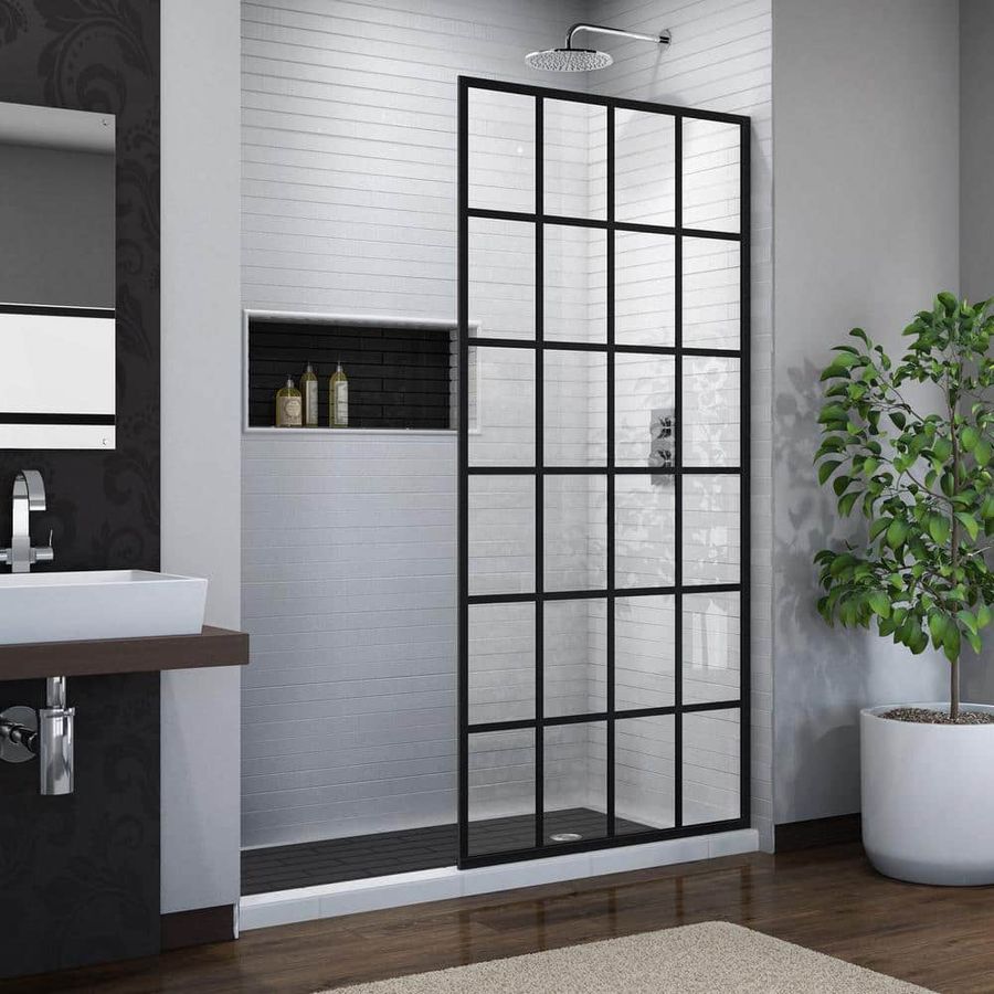 DreamLine French Linea Toulon 34 in. x 72 in. Frameless Fixed Shower Screen in Matte Black SHDR-3234721-89 - The Home Depot added by Maggie Rousseau