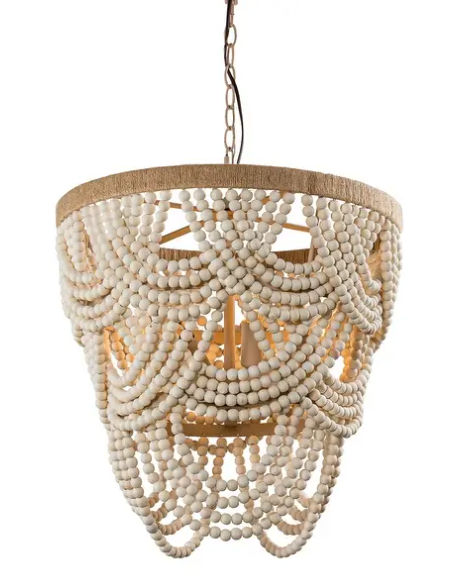 19.7" Wide Beige Layered Wood Beaded Chandelier with 4-Light added by Jamie Stellato