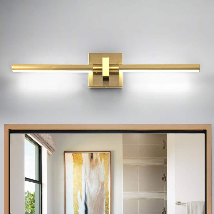 EDISLIVE Bourget 23.3 in. 2-Light Gold Rotatable Integrated LED Vanity Light Bar 15W Bathroom 81010000051468 - The Home Depot added by Sandy Auren