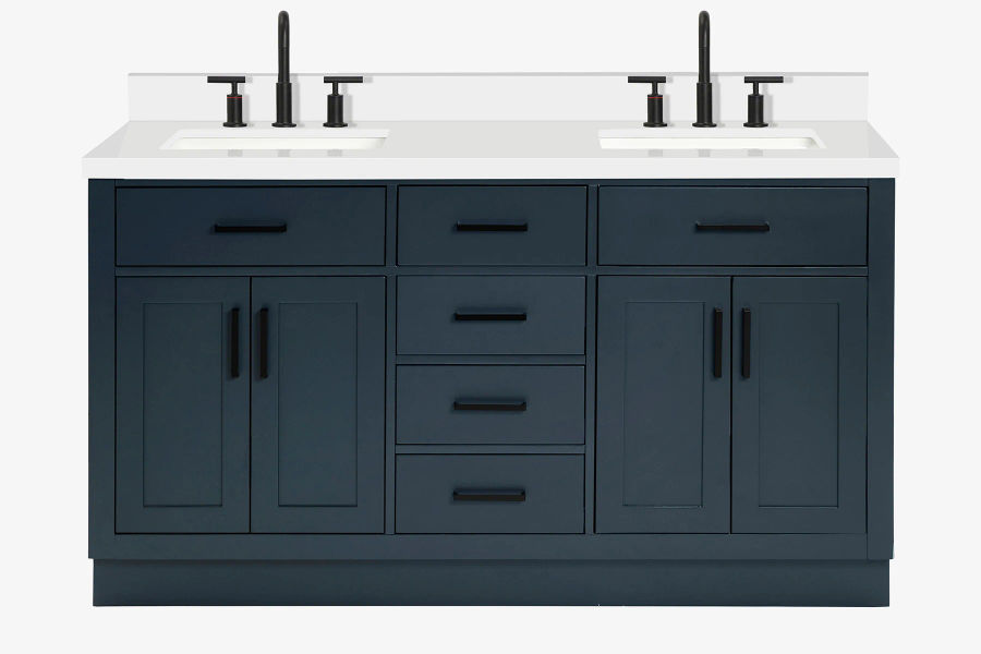 Ariel hepburn 61 in. double rectangle sink vanity with white quartz countertop in midnight blue added by HELEN SALGADO