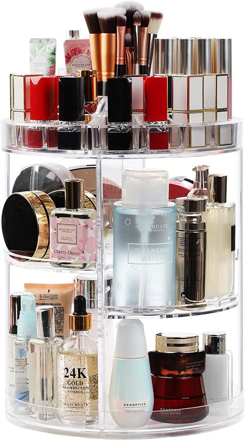360° Rotating Makeup Organizer, Large Capacity Jewelry Perfumes Display Stand Box Organizer Adjustable Multi-Function Cosmetic Storage (Clear) - Walmart.com added by erika grossman
