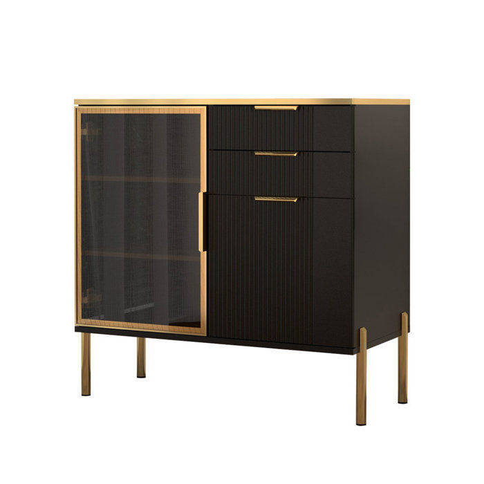 Davide 1 - Door Accent Cabinet, Black Corrugated Sideboard, Storage Cabinets added by Senna Wilson