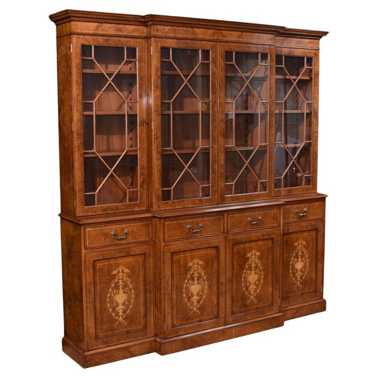 Regency Breakfront Bookcase Burr Walnut Sheraton Book Case added by Jaiya Cosgrove