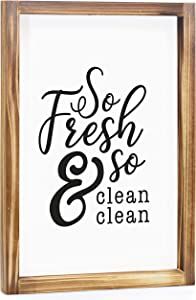 So Fresh And So Clean Sign 11x16 In - Farmhouse Bathroom Decor for Wall, So Fresh So Clean Wall Art as Small Bathroom Sign Rustic Farmhouse Bathroom Wall Decor Funny Bathroom Sign with Wood Frame added by Amber Verduzco