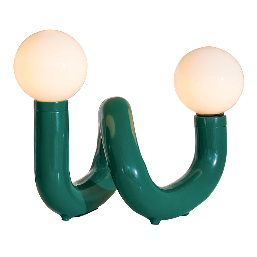 Loop Green Metal and Opal Glass Globe 2 Light LED Table Lamp - World Market added by Erica Ramon