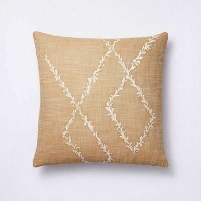 Embroidered Floral Square Throw Pillow Neutral/Cream - Threshold™ designed with Studio McGee added by Brittney Austin