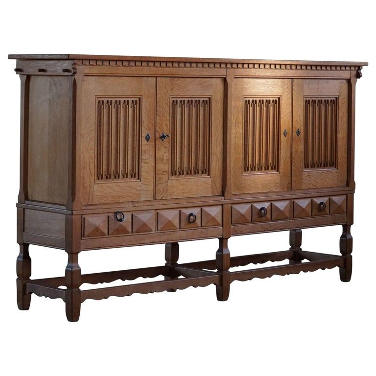 Mid Century Sculptural Sideboard in Solid Oak, by a Danish Cabinetmaker, 1950s added by Madelynn Furlong