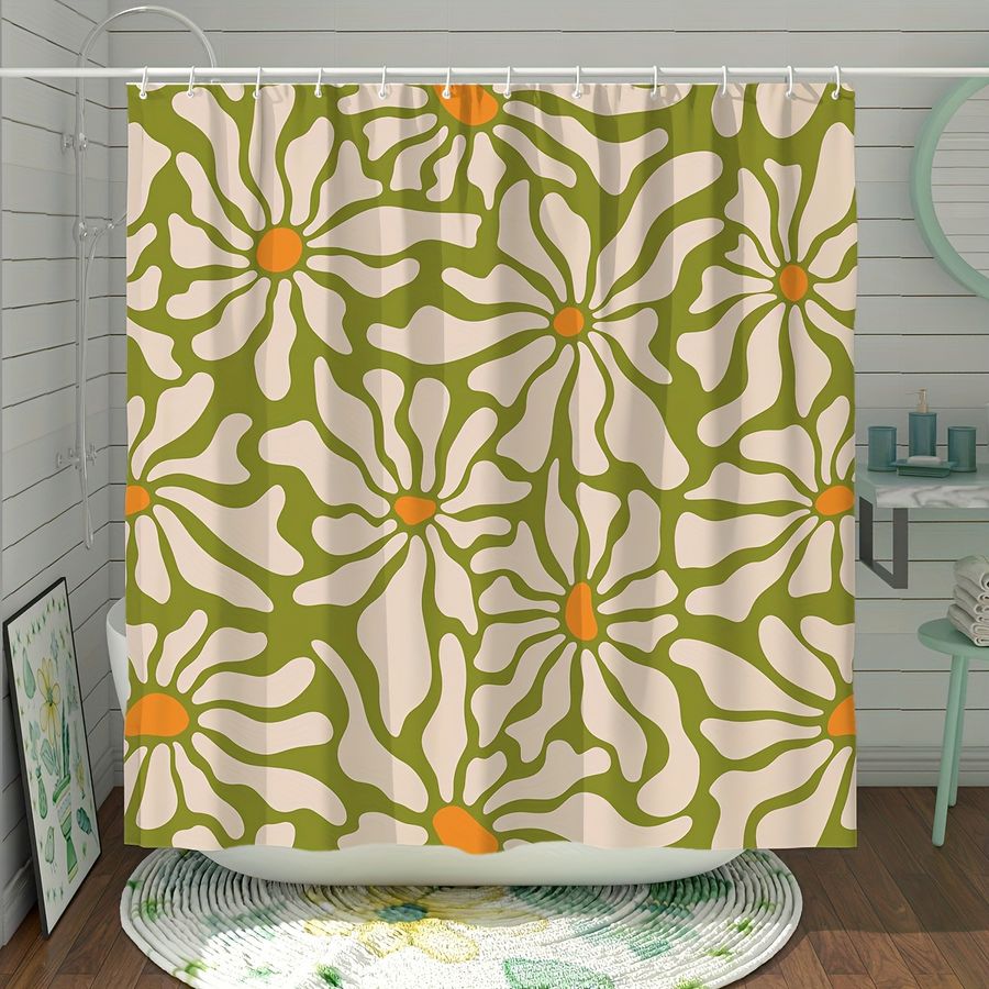 Daisy Flower Shower Curtain Abstract Retro Shower Curtain - Temu added by Tara Ridge