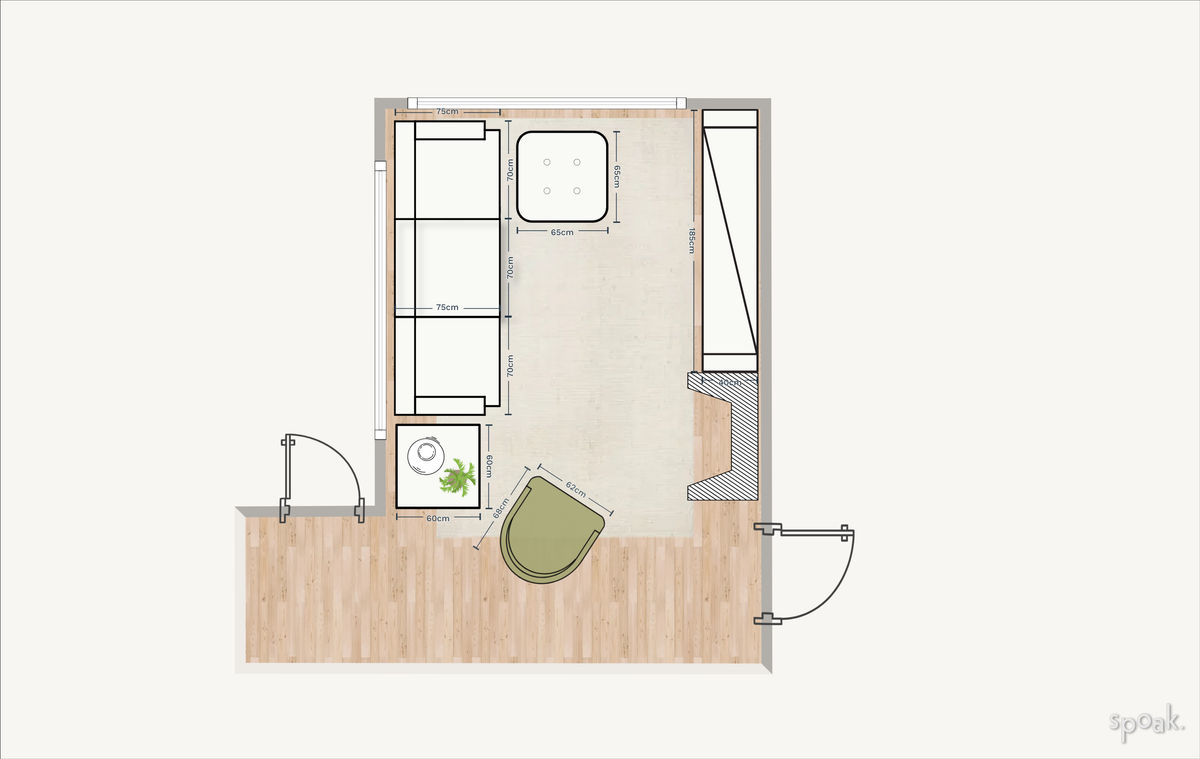 Living Room Layout designed by Camila Zion Logatto