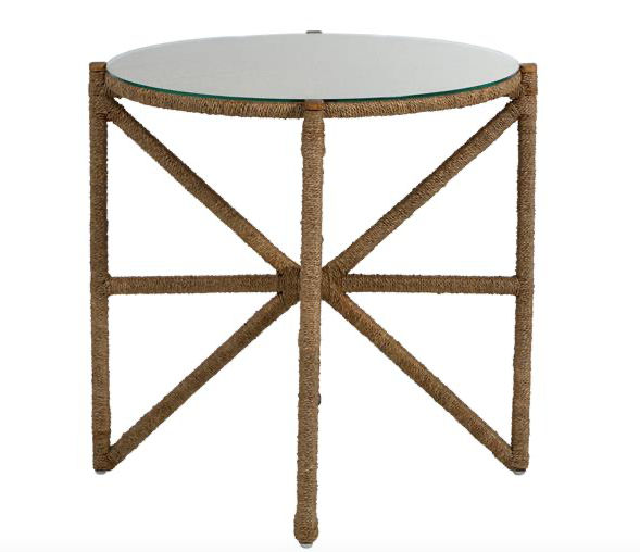 Gabby Nigel Coastal Glass Top Natural Woven Seagrass Base Round Side Table added by Mary Kate Blum