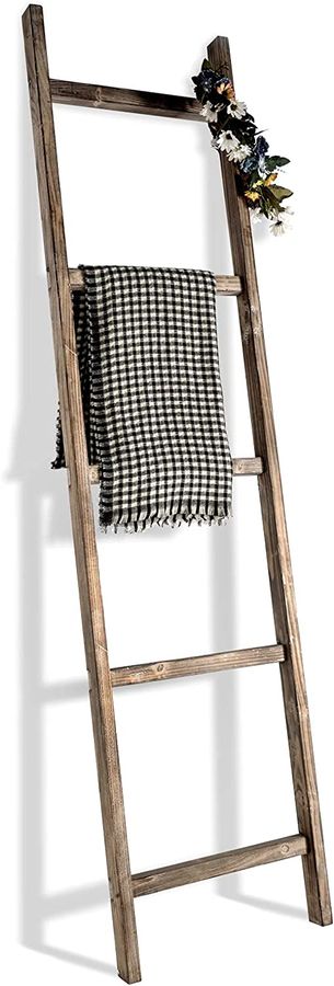 FUIN 6.3 Ft (76") Rustic Blanket Ladder Holder Farmhouse Wood Decorative Wall Leaning Quilt Towel Display Bathroom Rack, Light Brown added by Kathryne Jansen