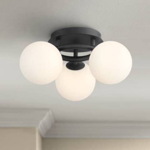 Possini Euro Jevan 18" Wide Black Finish Modern 3-Light Ceiling Light - #97T50 | Lamps Plus added by Kathryn Arms
