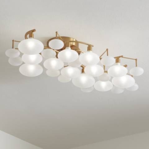 Possini Euro Lilypad 30 1/4" Warm Brass Frosted Glass Ceiling Light - #281W0 | Lamps Plus added by Sandy Auren