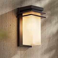 Bernadine 12" High Bronze and Amber Glass Outdoor Wall Light | www.lampsplus.com added by Sunayna Ravula