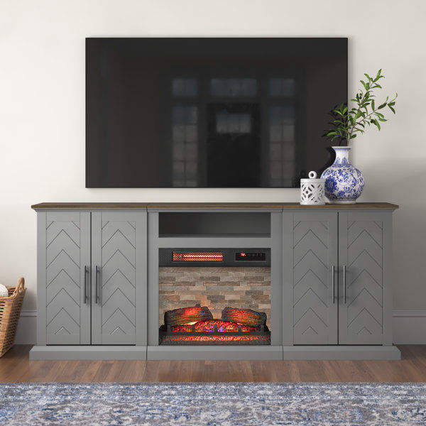 Amiiyah TV Stand for TVs up to 80" with Electric Fireplace and USB Charging Ports added by sallie tyler