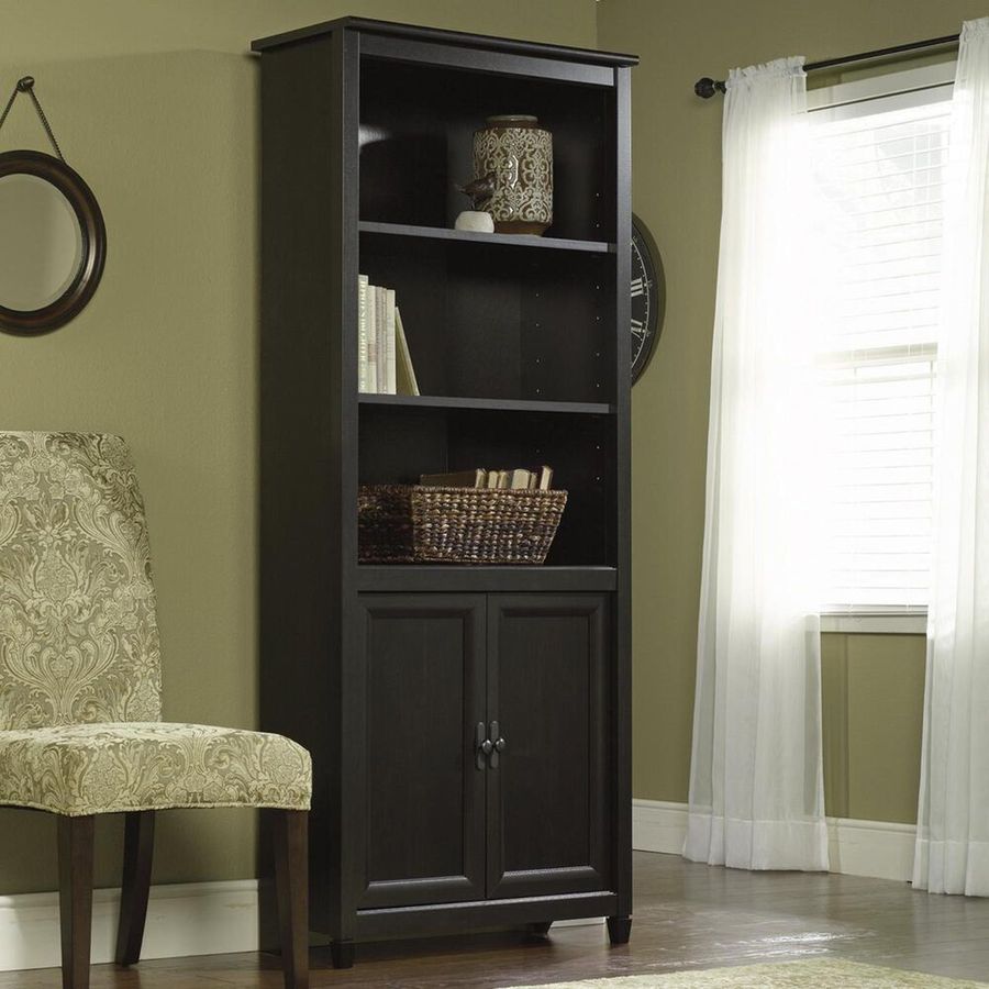 Sauder Edge Water 3-Shelf Library with Doors in Estate Black added by Where The Heart Is Designs