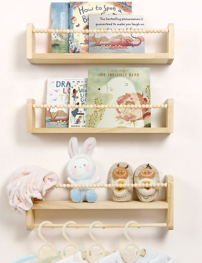 Ebern Designs Nursery 3 Piece Pine Solid Wood Floating Shelf | Wayfair added by Katie Johnstone