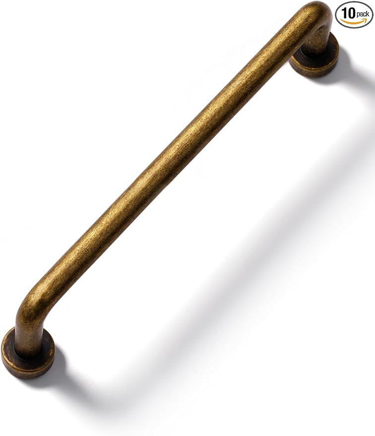 10 Pack Antique Brass Cabinet Bar Pulls 5" Hole Center Classic Vintage Retro added by Dogwood Home Design
