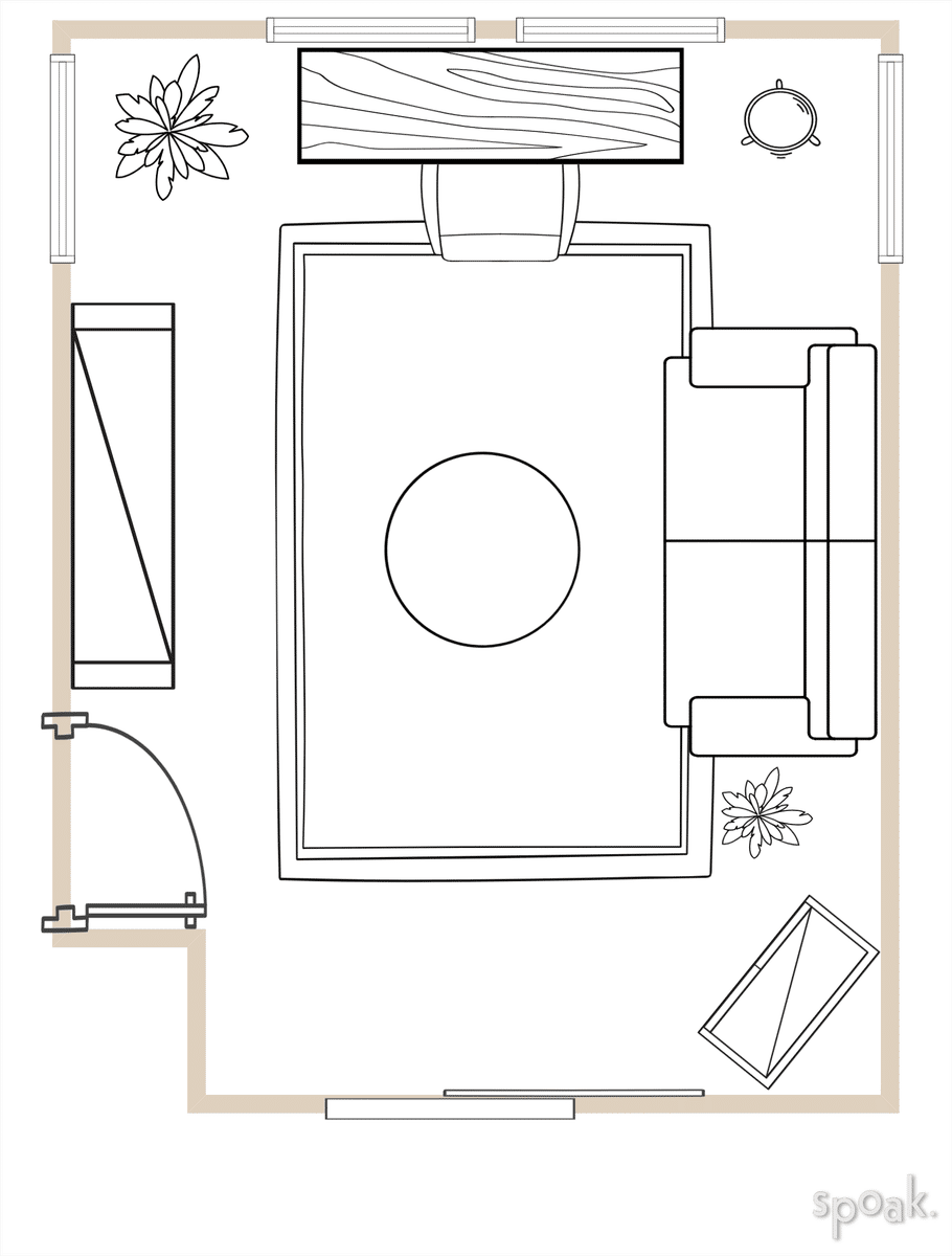 TV Room Layout designed by Christina VanDyke
