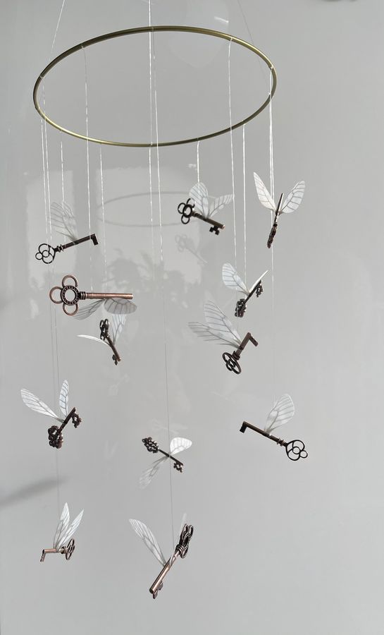 Mobile Flying Keys 12 Keys Gold Flying Key Mobile, Magical Mobile, Fantasy Room Decoration, Magician Mobile, Dream Mobile, Winged Key - Etsy added by Natasha Fox