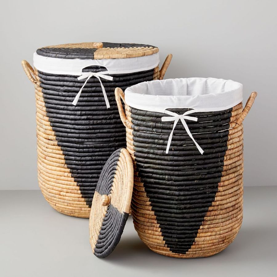 Woven Seagrass Lidded Hampers - Natural/Black added by Victoria Wootton