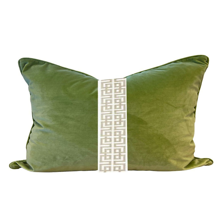 Performance Green Velvet with Greek Key Tape Trim added by Rachel Dixon-Zudar