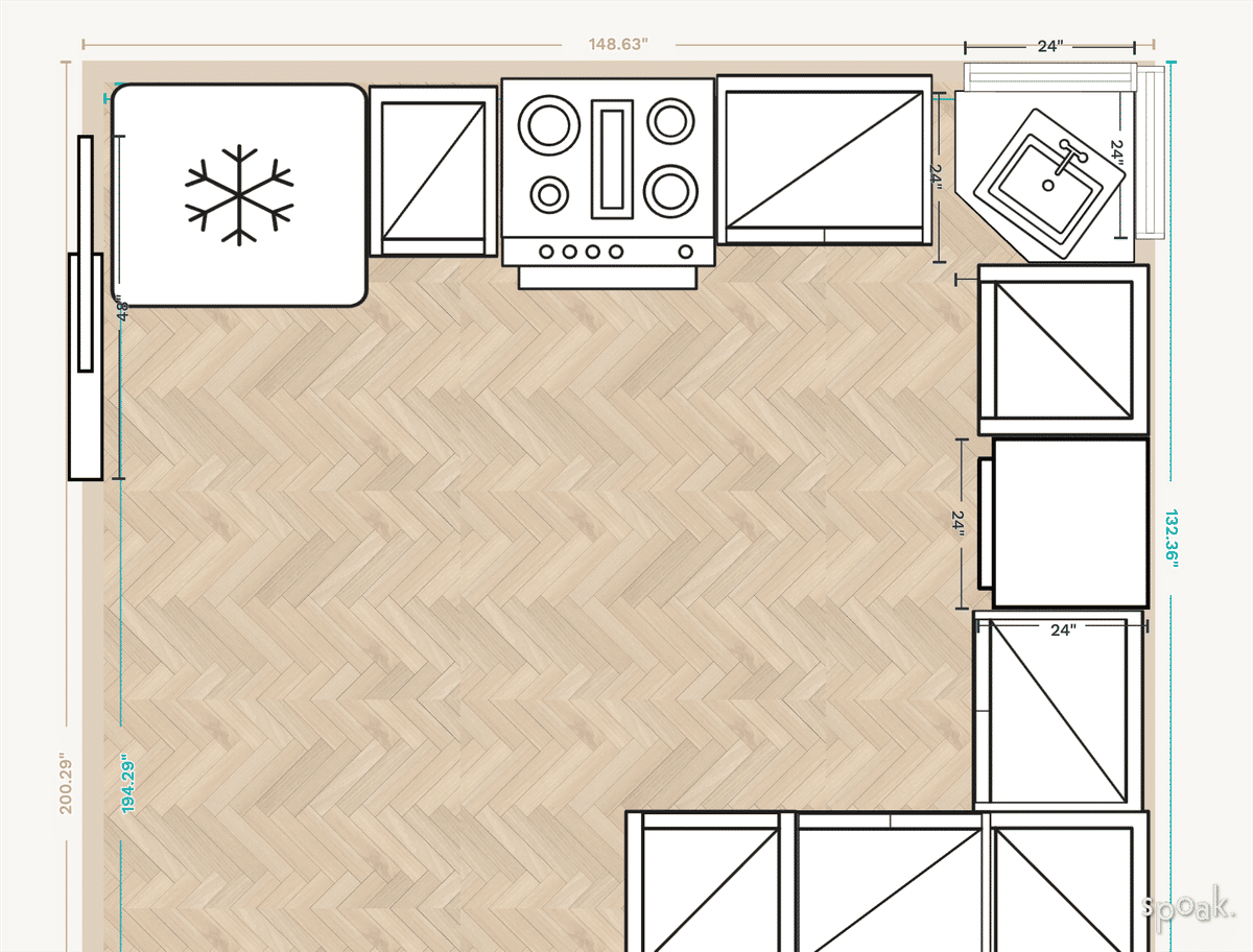 L-Shaped Kitchen Floor Plan designed by Lexi Swinimer