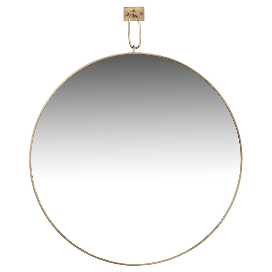 Dawes Industrial Loft Antique Brass Iron Round Pendant Wall Mirror  added by Corronta Dow