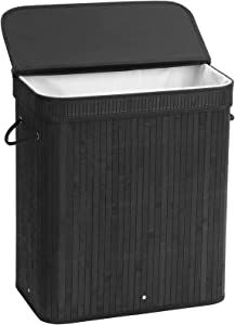 SONGMICS Laundry Hamper with Lid, Bamboo Laundry Basket with Handles, Foldable Storage Basket for Laundry Room, Bedroom, 100L, Black ULCB63H added by Jenna Quinones
