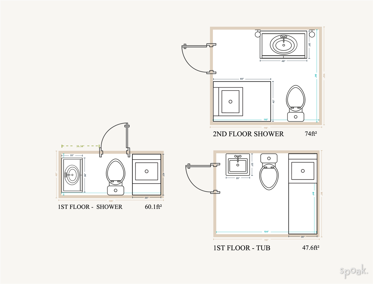 Half Bathroom Layout designed by Veronica de la Higuera
