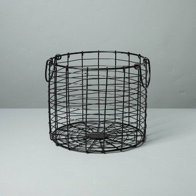 Medium Round Wire Storage Basket with Handles Black - Hearth & Hand™ with Magnolia added by Senna Wilson