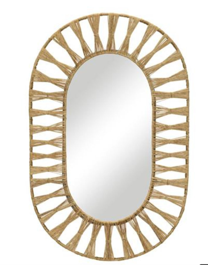 Woven Ojai Coastal Beach Natural Jute Frame Oval Wall Mirror added by Mary Kate Blum