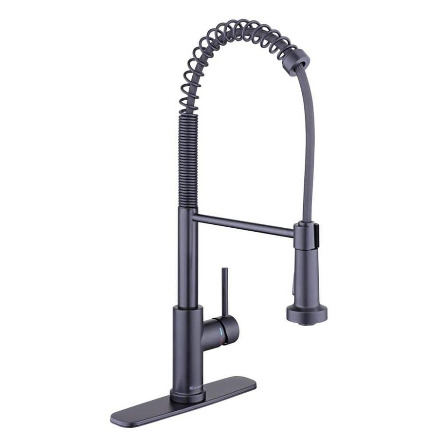 Glacier Bay Paulina Single-Handle Spring Neck Pull Down Sprayer Kitchen Faucet in Matte Black HD67458-1710H - The Home Depot added by Erin Vernon