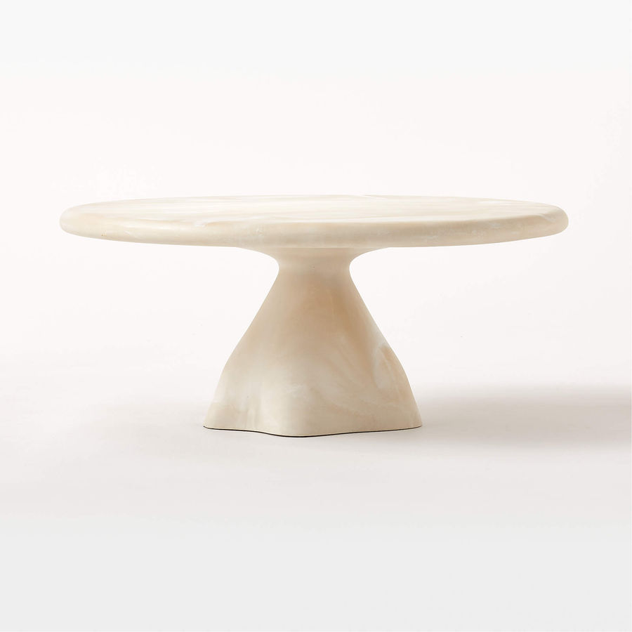 Espira Round Cream Marbled Resin Coffee Table | CB2 added by Addison Webb