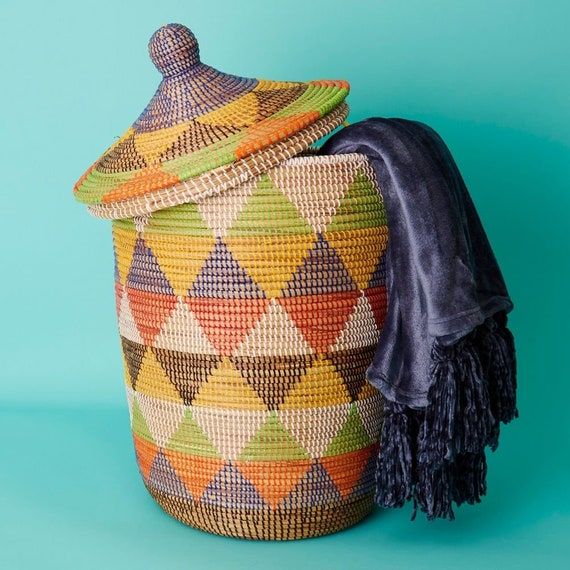 Senegal Extra Large Hand Woven Grass Colorful Triangle Basket - Etsy added by Spoak Member