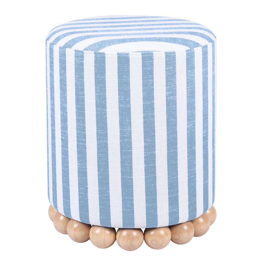 Collins Round Linen Striped Upholstered Stool - World Market added by Hebe Montealegre